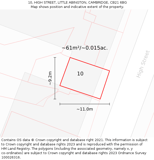 10, HIGH STREET, LITTLE ABINGTON, CAMBRIDGE, CB21 6BG: Plot and title map