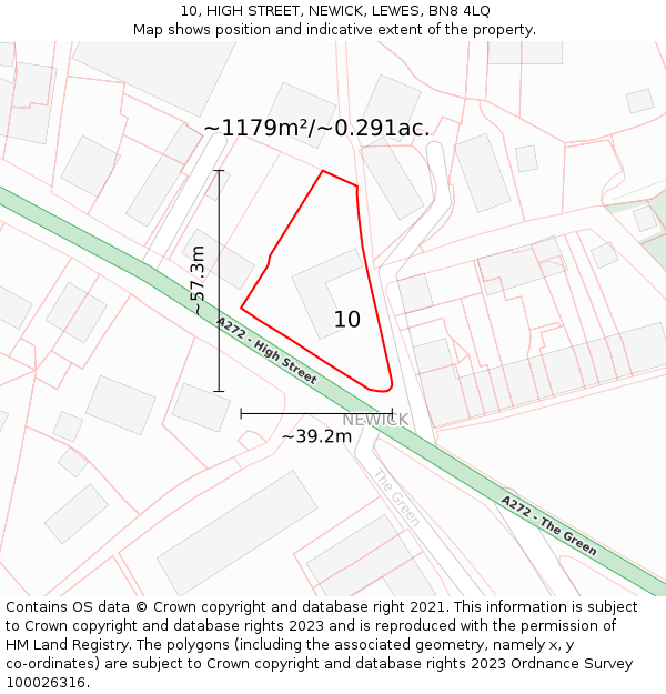 10, HIGH STREET, NEWICK, LEWES, BN8 4LQ: Plot and title map
