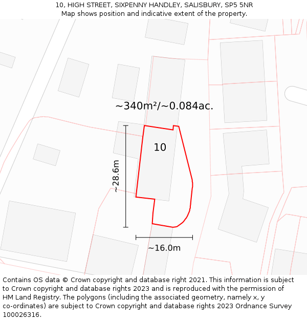 10, HIGH STREET, SIXPENNY HANDLEY, SALISBURY, SP5 5NR: Plot and title map