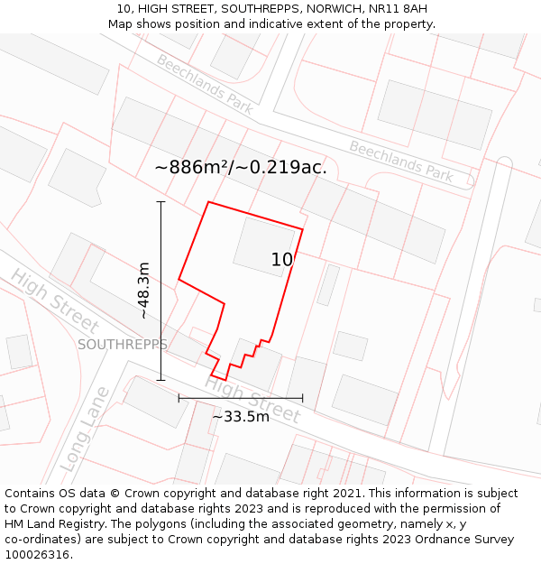 10, HIGH STREET, SOUTHREPPS, NORWICH, NR11 8AH: Plot and title map