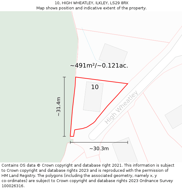 10, HIGH WHEATLEY, ILKLEY, LS29 8RX: Plot and title map