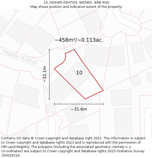 10, HIGHER ASHTON, WIDNES, WA8 9GN: Plot and title map