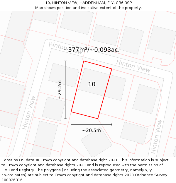 10, HINTON VIEW, HADDENHAM, ELY, CB6 3SP: Plot and title map