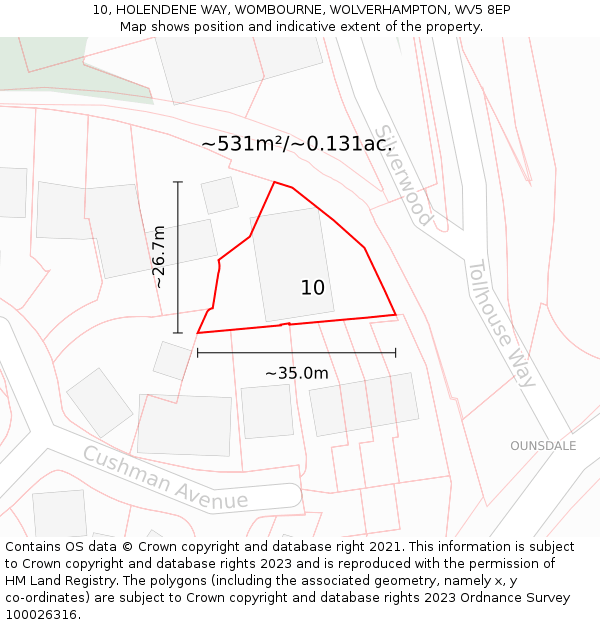 10, HOLENDENE WAY, WOMBOURNE, WOLVERHAMPTON, WV5 8EP: Plot and title map