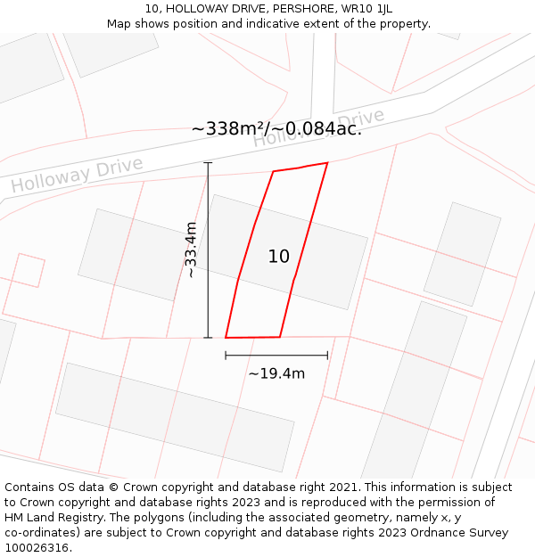 10, HOLLOWAY DRIVE, PERSHORE, WR10 1JL: Plot and title map