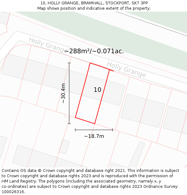 10, HOLLY GRANGE, BRAMHALL, STOCKPORT, SK7 3PP: Plot and title map