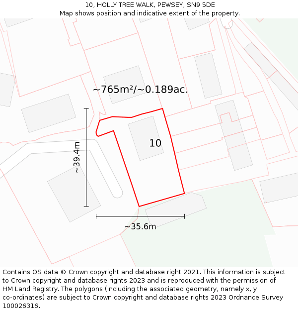 10, HOLLY TREE WALK, PEWSEY, SN9 5DE: Plot and title map