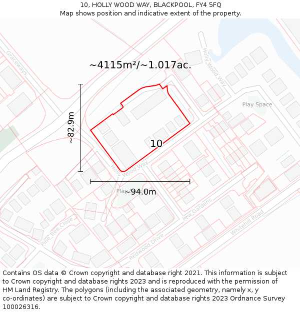 10, HOLLY WOOD WAY, BLACKPOOL, FY4 5FQ: Plot and title map