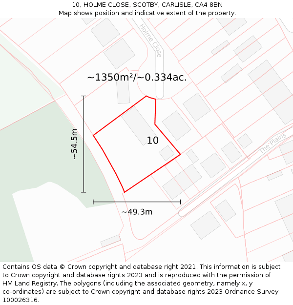 10, HOLME CLOSE, SCOTBY, CARLISLE, CA4 8BN: Plot and title map