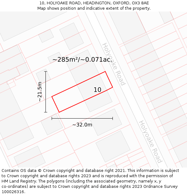 10, HOLYOAKE ROAD, HEADINGTON, OXFORD, OX3 8AE: Plot and title map