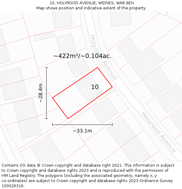 10, HOLYROOD AVENUE, WIDNES, WA8 9EN: Plot and title map