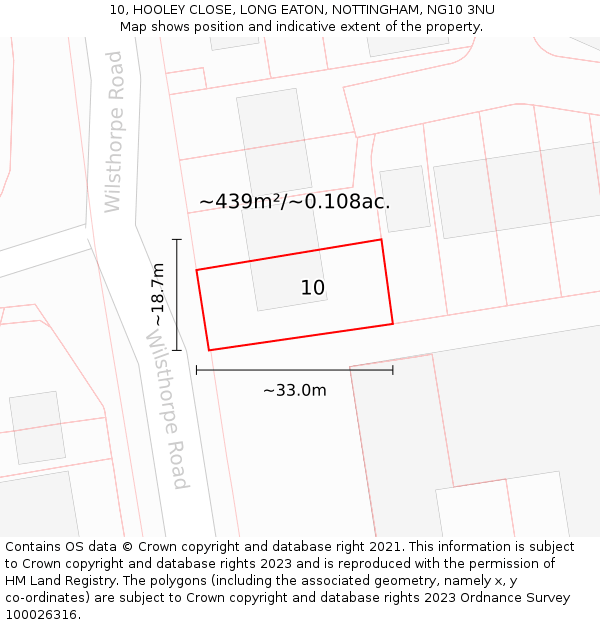 10, HOOLEY CLOSE, LONG EATON, NOTTINGHAM, NG10 3NU: Plot and title map