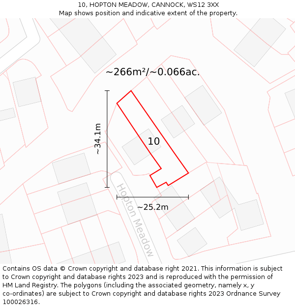 10, HOPTON MEADOW, CANNOCK, WS12 3XX: Plot and title map