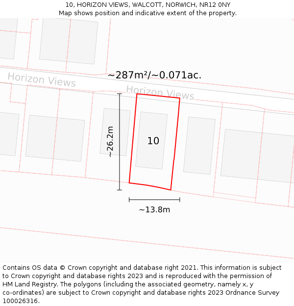 10, HORIZON VIEWS, WALCOTT, NORWICH, NR12 0NY: Plot and title map
