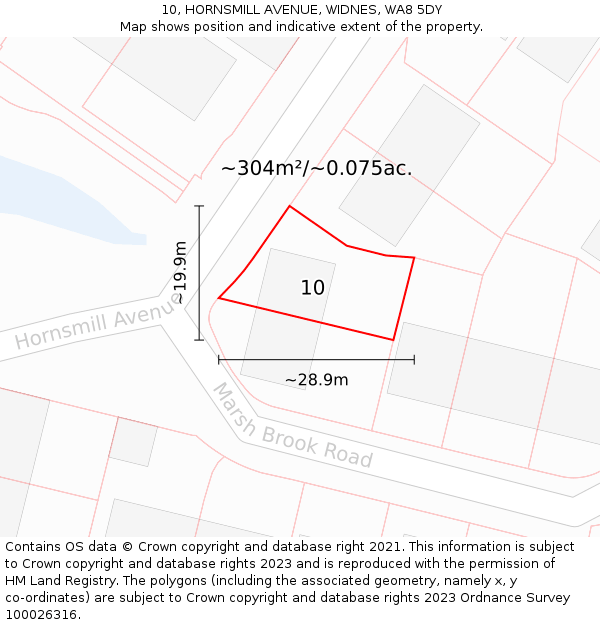 10, HORNSMILL AVENUE, WIDNES, WA8 5DY: Plot and title map