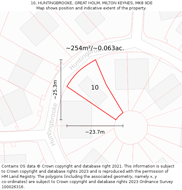 10, HUNTINGBROOKE, GREAT HOLM, MILTON KEYNES, MK8 9DE: Plot and title map