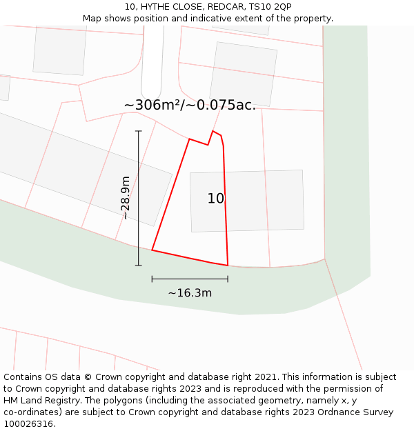 10, HYTHE CLOSE, REDCAR, TS10 2QP: Plot and title map