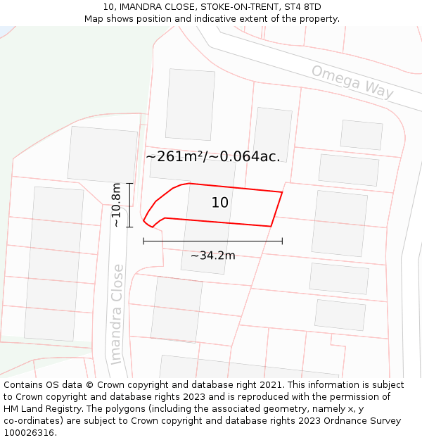 10, IMANDRA CLOSE, STOKE-ON-TRENT, ST4 8TD: Plot and title map