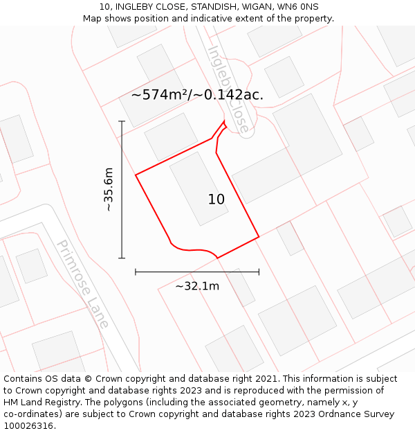 10, INGLEBY CLOSE, STANDISH, WIGAN, WN6 0NS: Plot and title map