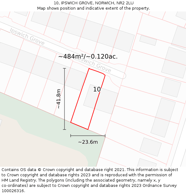 10, IPSWICH GROVE, NORWICH, NR2 2LU: Plot and title map