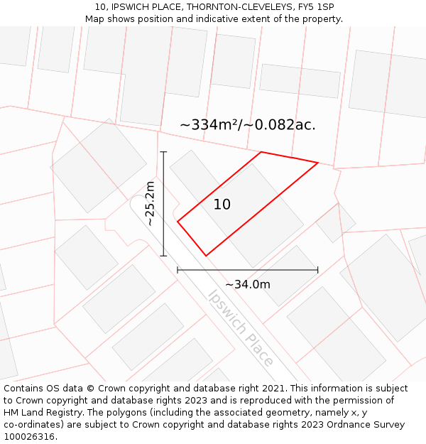 10, IPSWICH PLACE, THORNTON-CLEVELEYS, FY5 1SP: Plot and title map