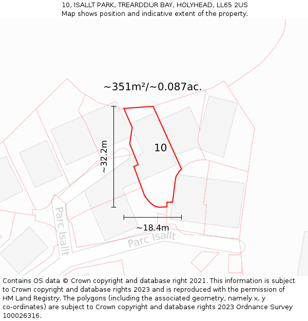 10, ISALLT PARK, TREARDDUR BAY, HOLYHEAD, LL65 2US: Plot and title map