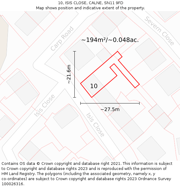 10, ISIS CLOSE, CALNE, SN11 9FD: Plot and title map