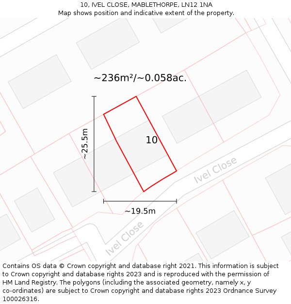 10, IVEL CLOSE, MABLETHORPE, LN12 1NA: Plot and title map