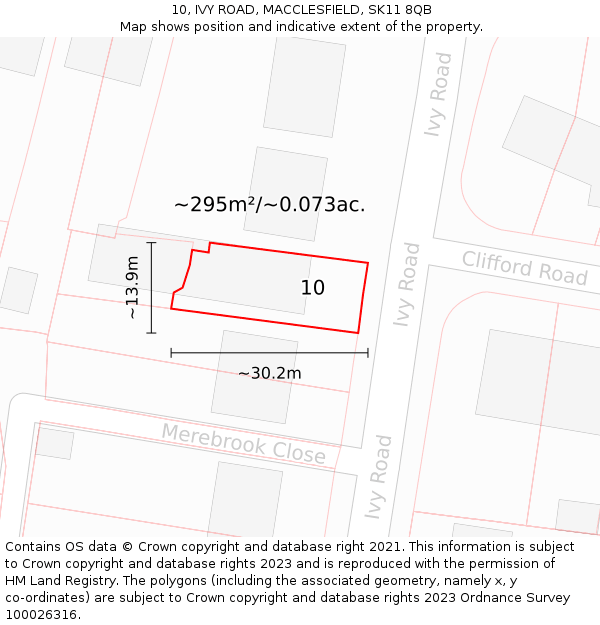 10, IVY ROAD, MACCLESFIELD, SK11 8QB: Plot and title map