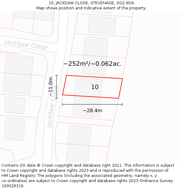 10, JACKDAW CLOSE, STEVENAGE, SG2 9DA: Plot and title map