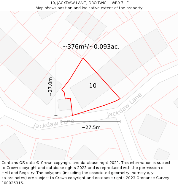 10, JACKDAW LANE, DROITWICH, WR9 7HE: Plot and title map