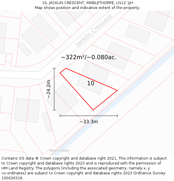 10, JACKLIN CRESCENT, MABLETHORPE, LN12 1JH: Plot and title map