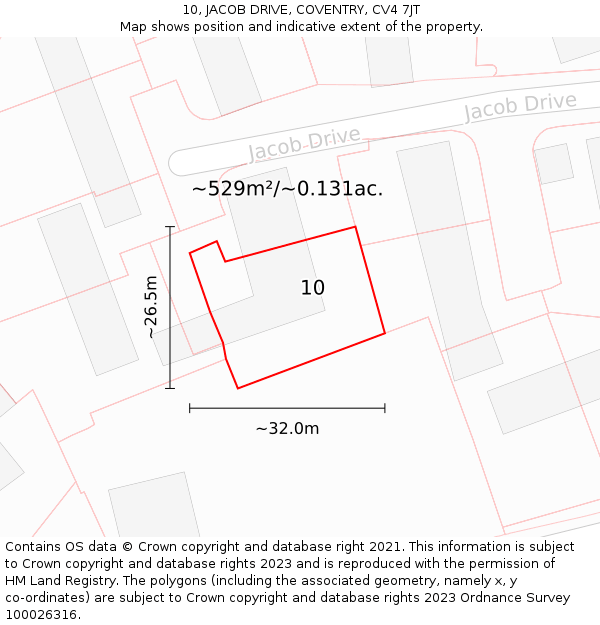 10, JACOB DRIVE, COVENTRY, CV4 7JT: Plot and title map