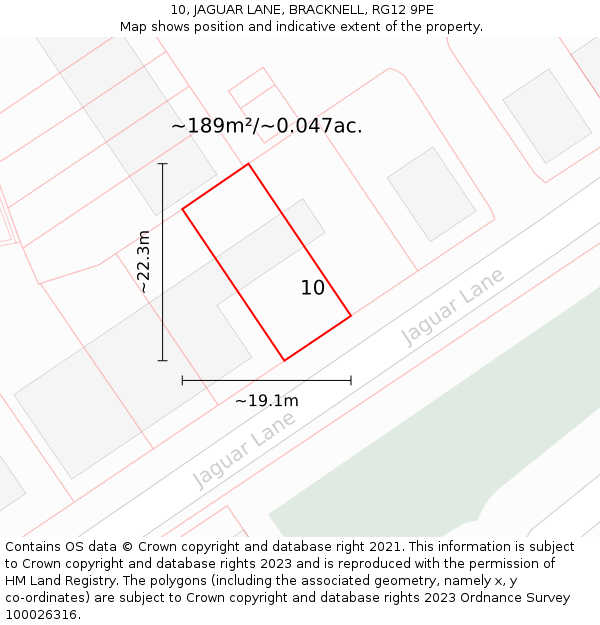 10, JAGUAR LANE, BRACKNELL, RG12 9PE: Plot and title map