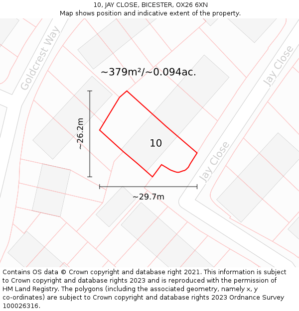 10, JAY CLOSE, BICESTER, OX26 6XN: Plot and title map