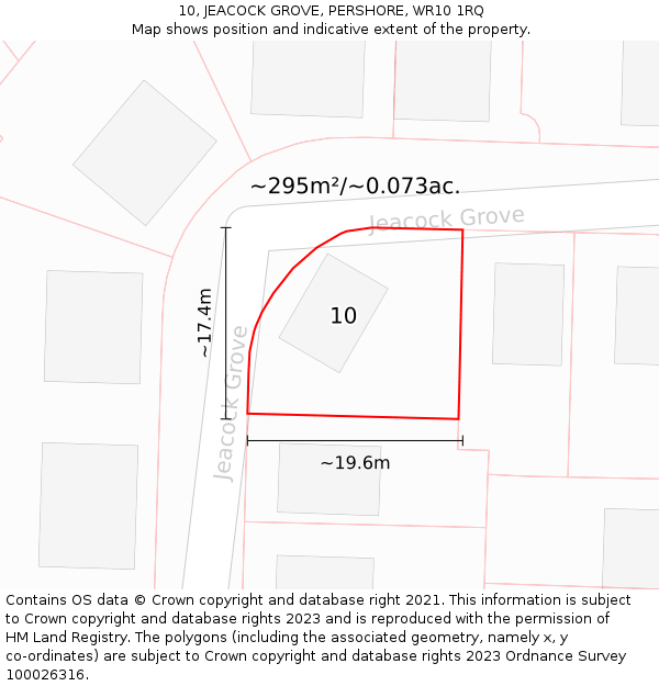 10, JEACOCK GROVE, PERSHORE, WR10 1RQ: Plot and title map