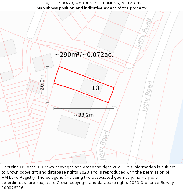 10, JETTY ROAD, WARDEN, SHEERNESS, ME12 4PR: Plot and title map