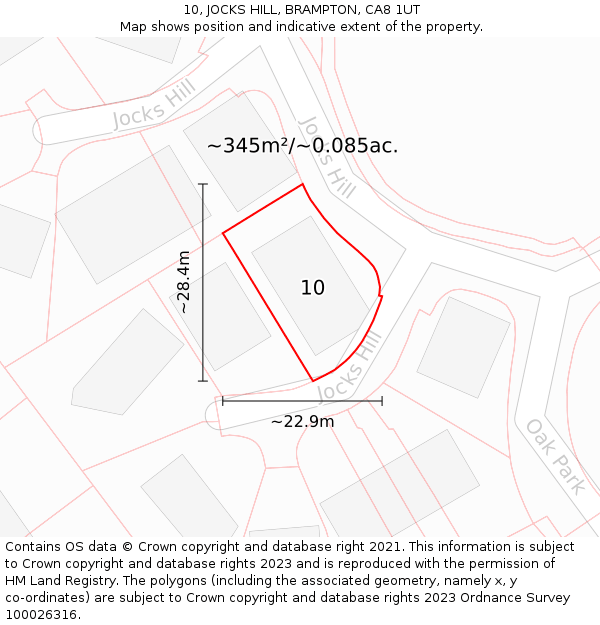 10, JOCKS HILL, BRAMPTON, CA8 1UT: Plot and title map