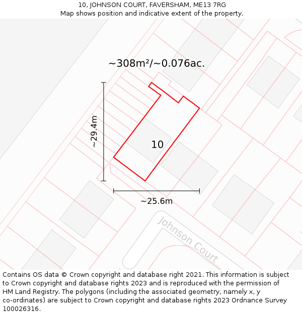 10, JOHNSON COURT, FAVERSHAM, ME13 7RG: Plot and title map