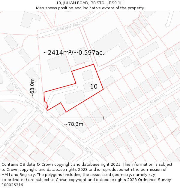 10, JULIAN ROAD, BRISTOL, BS9 1LL: Plot and title map