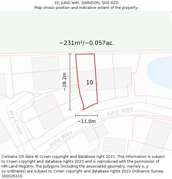 10, JUNO WAY, SWINDON, SN5 8ZD: Plot and title map