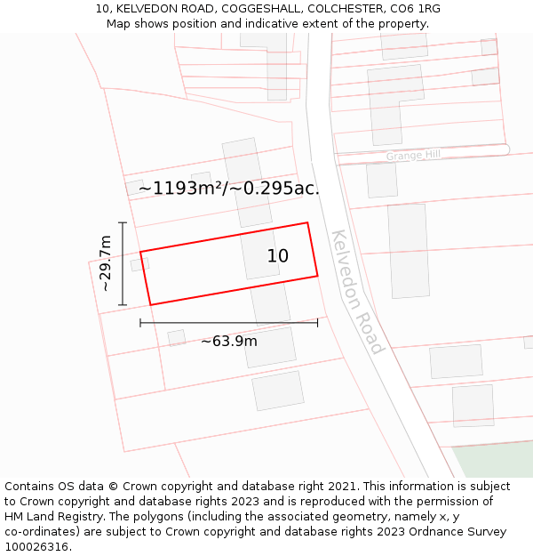 10, KELVEDON ROAD, COGGESHALL, COLCHESTER, CO6 1RG: Plot and title map