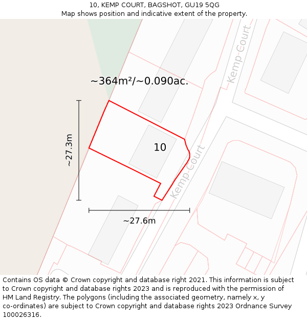 10, KEMP COURT, BAGSHOT, GU19 5QG: Plot and title map