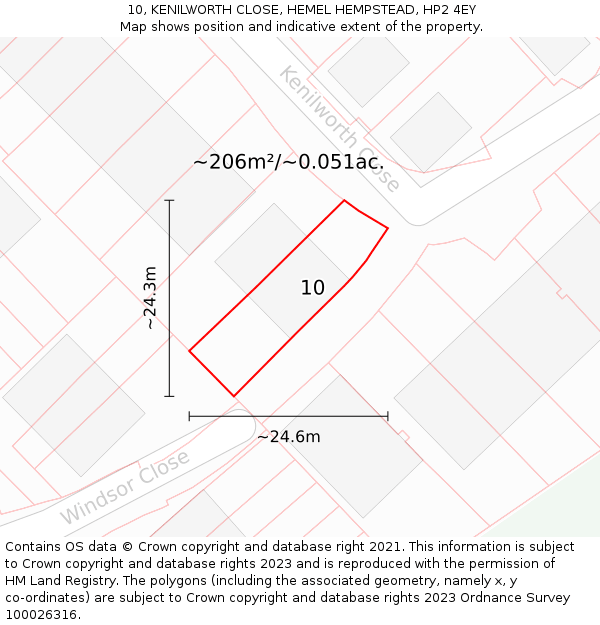 10, KENILWORTH CLOSE, HEMEL HEMPSTEAD, HP2 4EY: Plot and title map