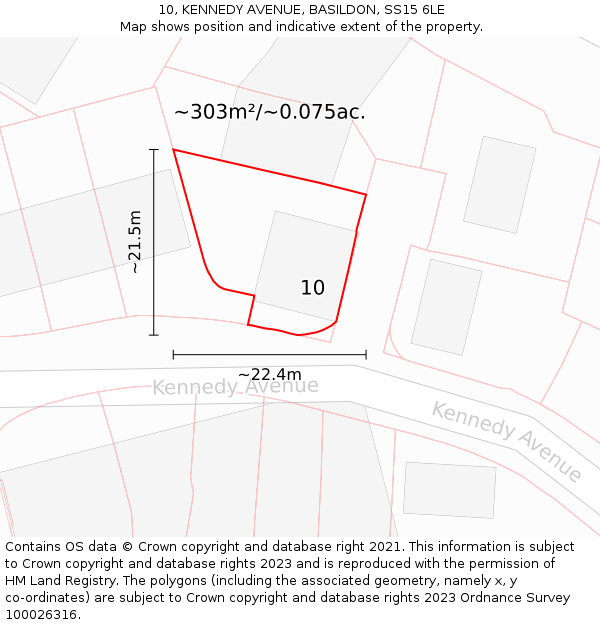 10, KENNEDY AVENUE, BASILDON, SS15 6LE: Plot and title map