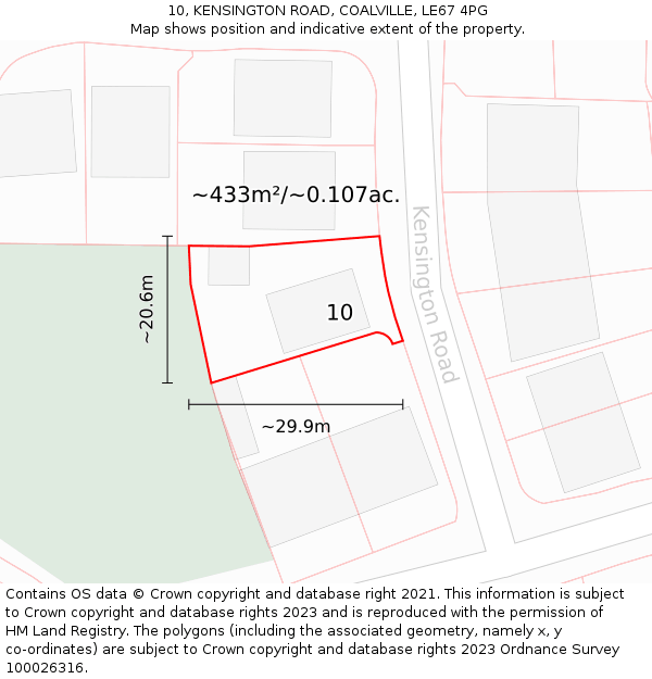 10, KENSINGTON ROAD, COALVILLE, LE67 4PG: Plot and title map