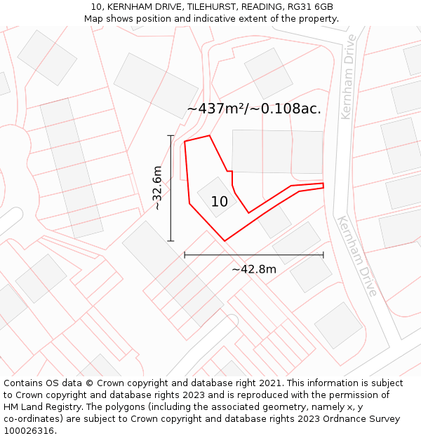 10, KERNHAM DRIVE, TILEHURST, READING, RG31 6GB: Plot and title map