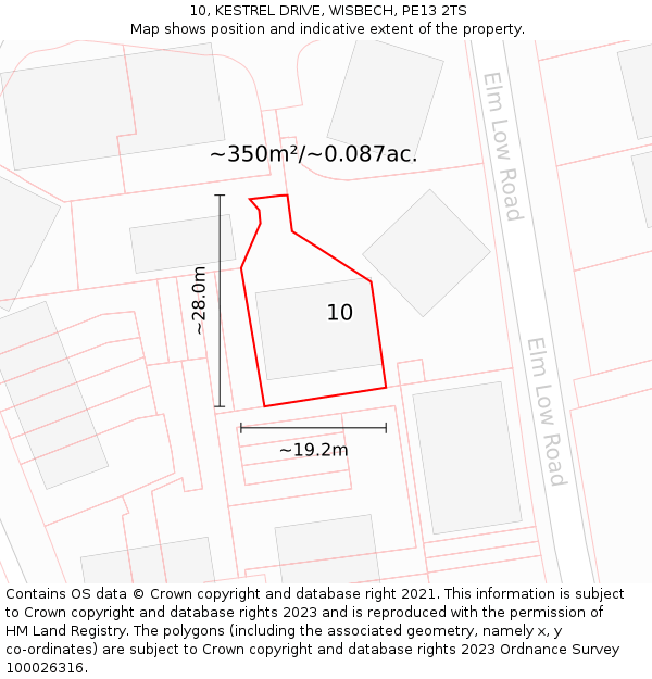 10, KESTREL DRIVE, WISBECH, PE13 2TS: Plot and title map