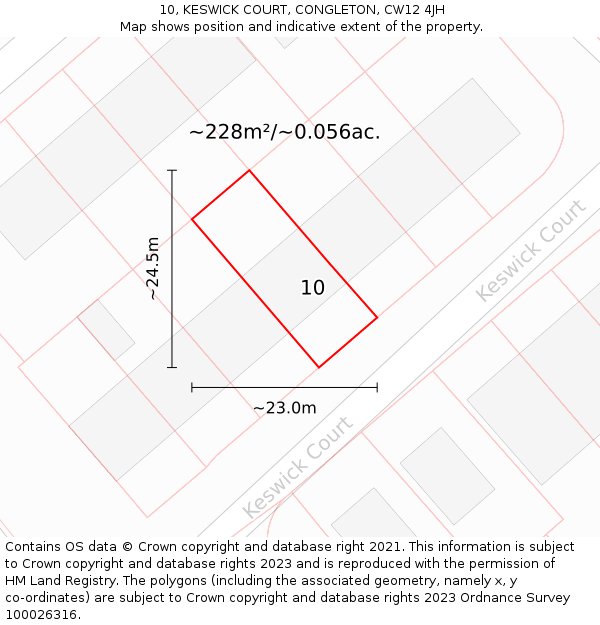 10, KESWICK COURT, CONGLETON, CW12 4JH: Plot and title map