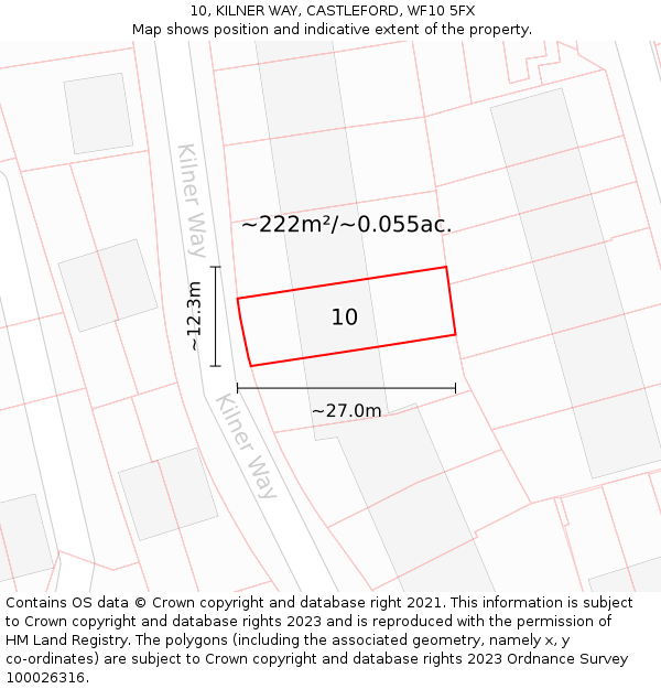 10, KILNER WAY, CASTLEFORD, WF10 5FX: Plot and title map